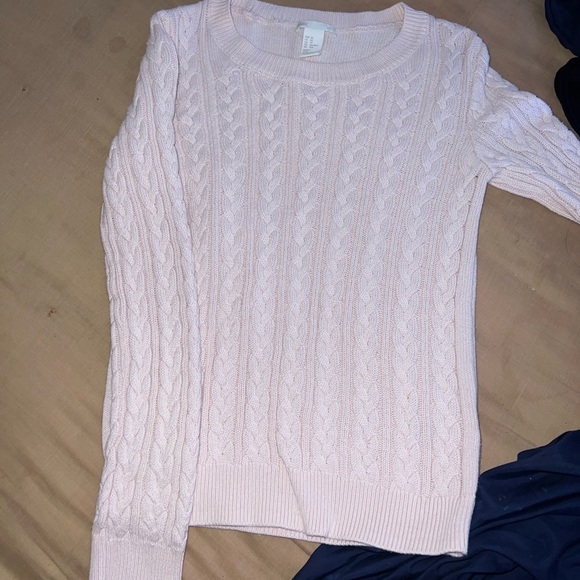 Women's Pink Cable Knit Sweater - Picture 1 of 4